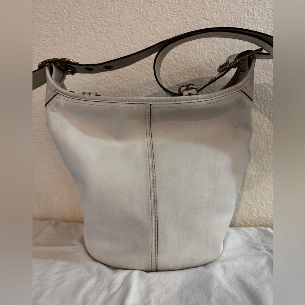 Coach Bleecker Tattersall Duffle Bucket Convertible Leather Bag